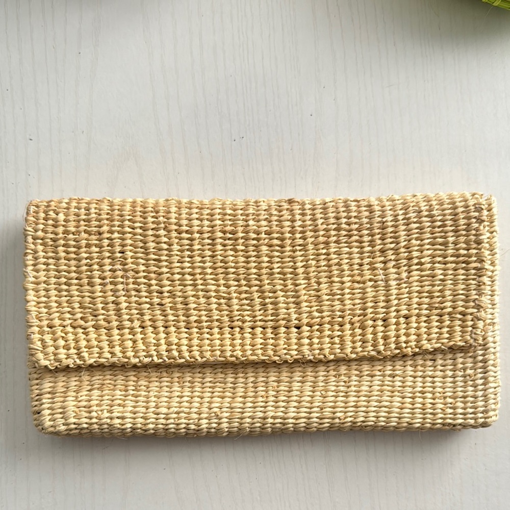 Elegant Tan Woven Clutch